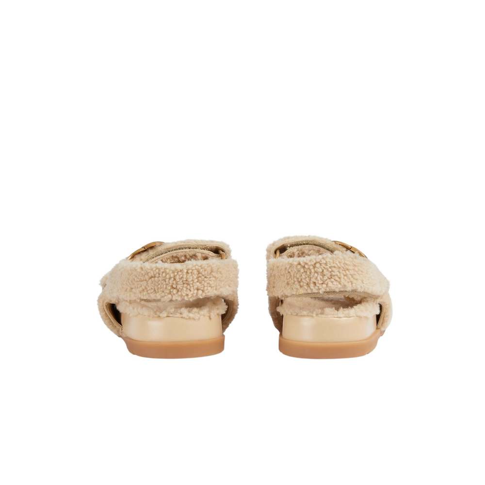Gucci - Double G Merino Wool Sandals in Beige - IT 40 - Picture 4 of 5